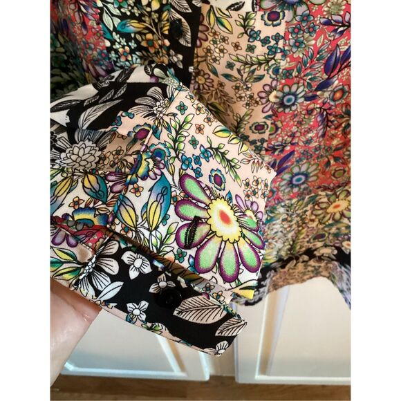 Jones New York Patchwork Flower Power Button Down Top Sz 1X Retro - Picture 5 of 9